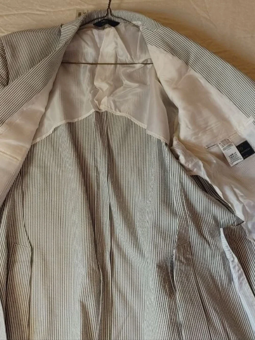 Brooks Brothers Suit Blazer/Jacket-346 Striped Three Button 100% Cotton Size 46